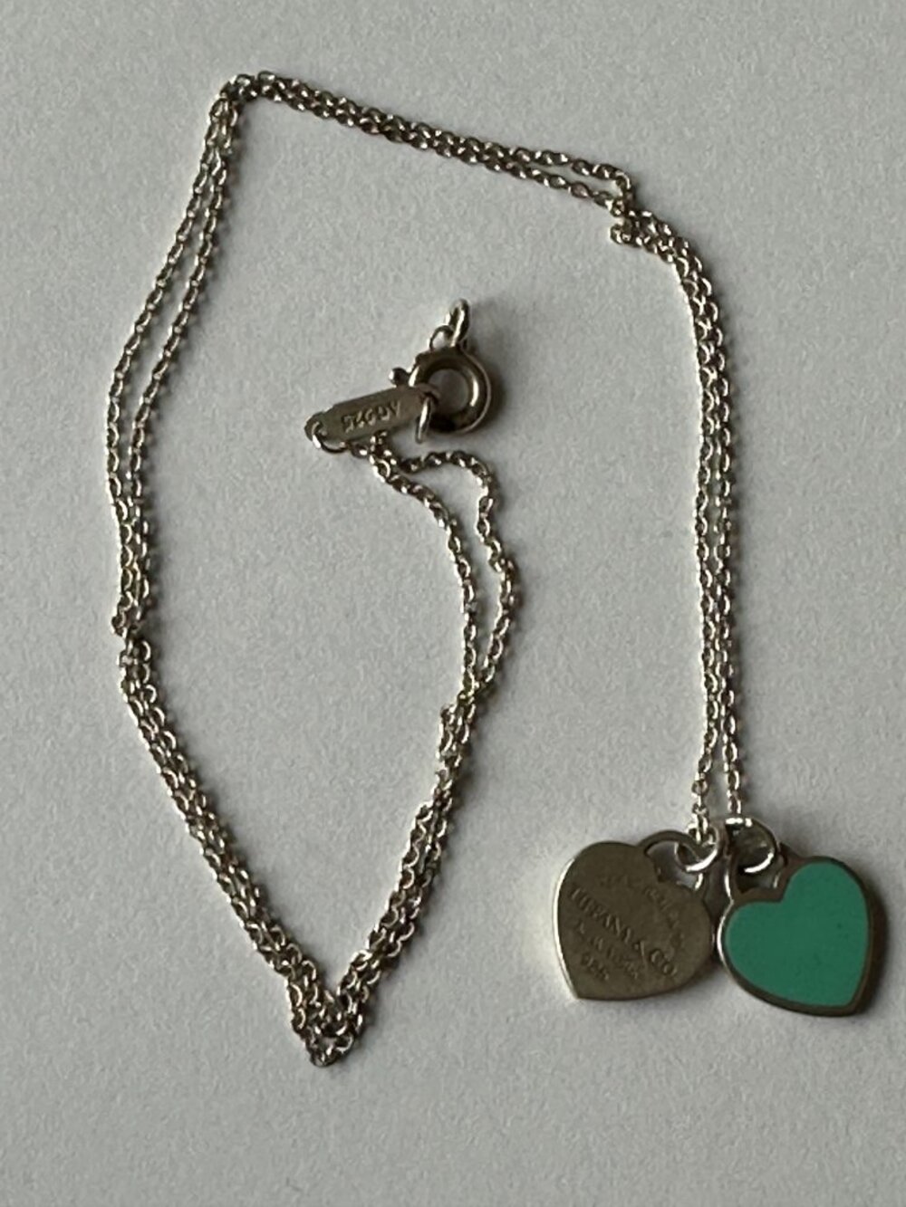 Tiffany & Co. Return to Tiffany Blue Double Heart Tag Necklace Sterling Silver - Picture 2 of 10